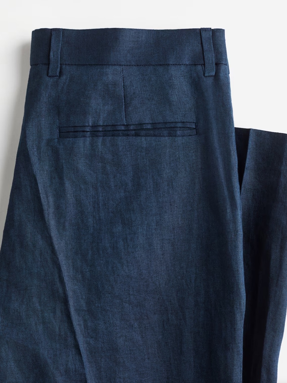 H&M Slim-Fit Linen-Blend Suit Pants in dark navy blue.